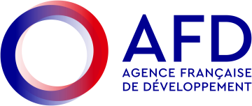 Logo of Agence Française de Développement featuring overlapping red and blue circles on the left and the text "AFD Agence Française de Développement" on the right.