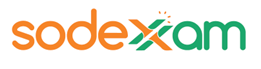 Logo featuring the text "sodexam" in orange and green with a stylized letter "x" design.