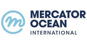 Logo of Mercator Ocean International with a stylized "m" inside a circle on the left.