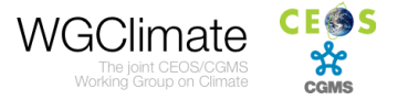 Logo for WGClimate, the joint CEOS/CGMS Working Group on Climate, featuring the Earth and blue symbol.