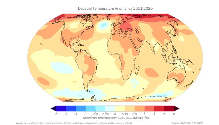 A map showing the temperature of the earth.