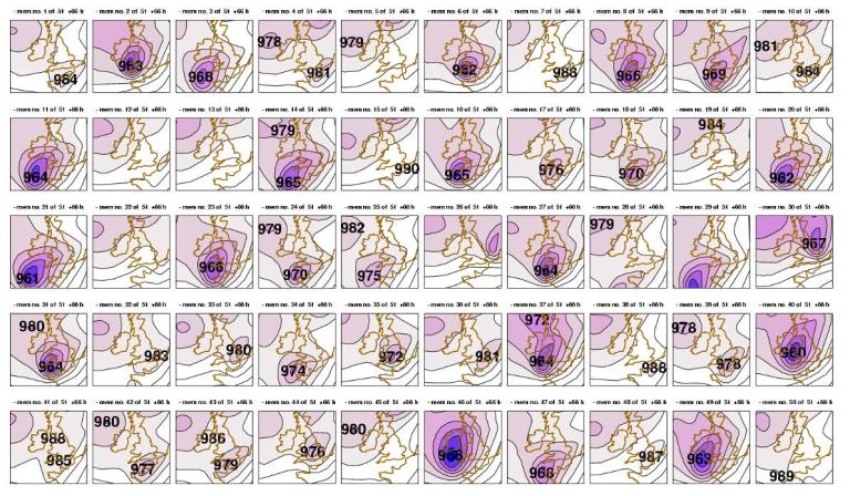 Series of weather maps showing pressure systems over Japan with varying millibar readings in purple circles.