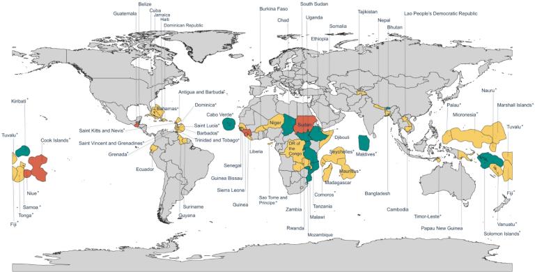 World map highlighting countries in colors based on government type.